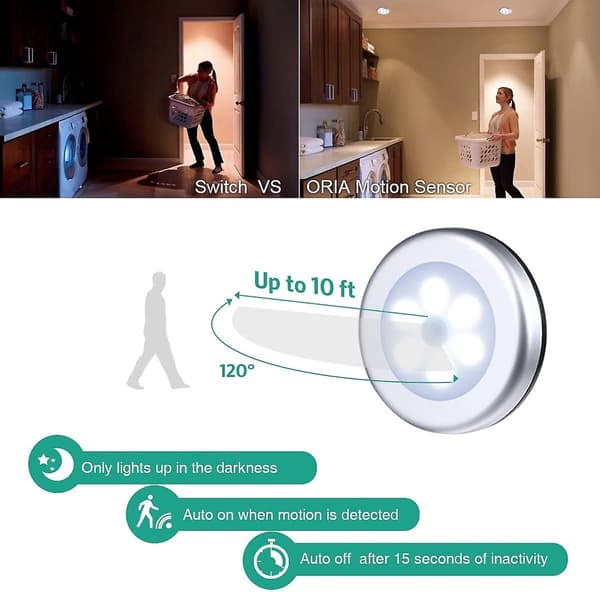 Nattlys med bevægelsessensor, 6 stk LED-bevægelsessensorlys, LED-belysning
