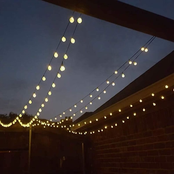 Hagesolcellelys, 50 LED 24ft 8 moduser Vanntette lysslynger Utendørs fe-lys