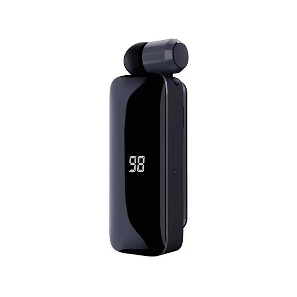 LED-strømindikator Bluetooth trådløse hovedtelefoner, sammenklappelig kraveclips, enkelt headset, sammenklappelig med ledning (sort)