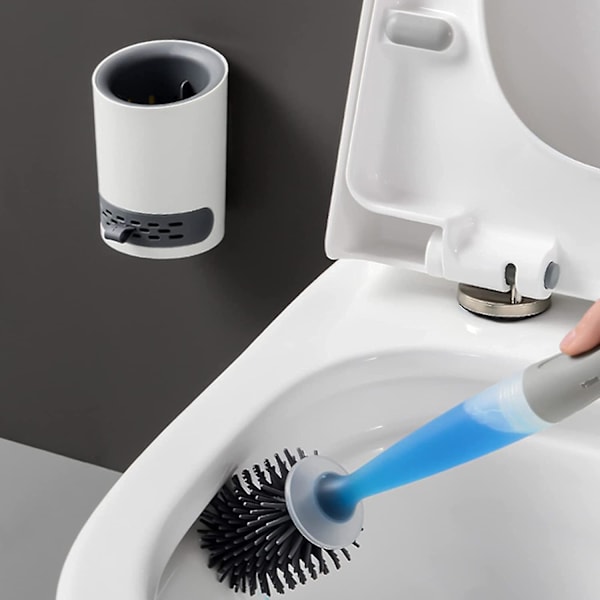 Täytettävä silikoninen WC-harja kylpyhuoneen seinälle kiinnitettävä WC-harja ja pidike Ei kuollutta kulmaa Kylpyhuoneen puhdistusharjat Imeytyvä WC-harja