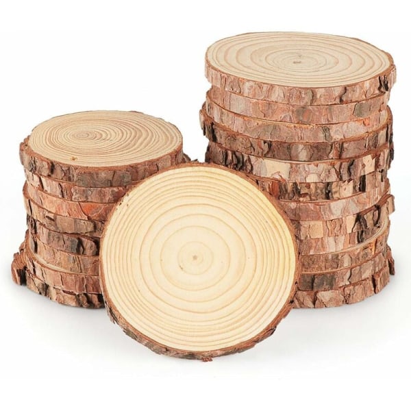 16 stycken naturliga träskivor 9-10 cm träskivor träskivor, perfekt utskärning för gör-det-själv-presentdekorationsprocessen