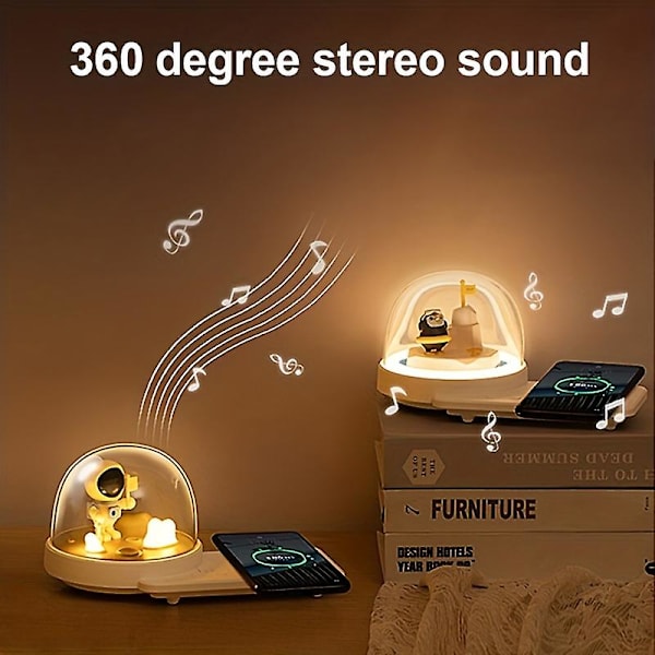 Smart trådlös laddare Bluetooth-högtalare romantisk färgstark atmosfär nattlampa LED sängbordslampa (evighetsblomma)