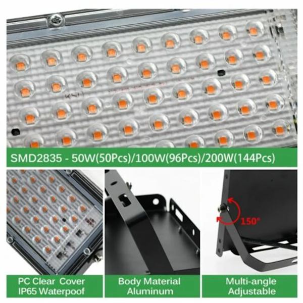 100W 96 LED kasvivalo, puutarha- ja kasvihuonevarusteet, LED-kasvivalo täyden spektrin kasvivalo sisäkasveille
