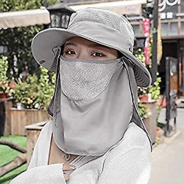 Dww-Unisex Fiskerihat Solbeskyttelse Solhat Bjergbestigning Camping Vandring Jagt Åndbar Visir Cap Bred Skygge Bob Cap med