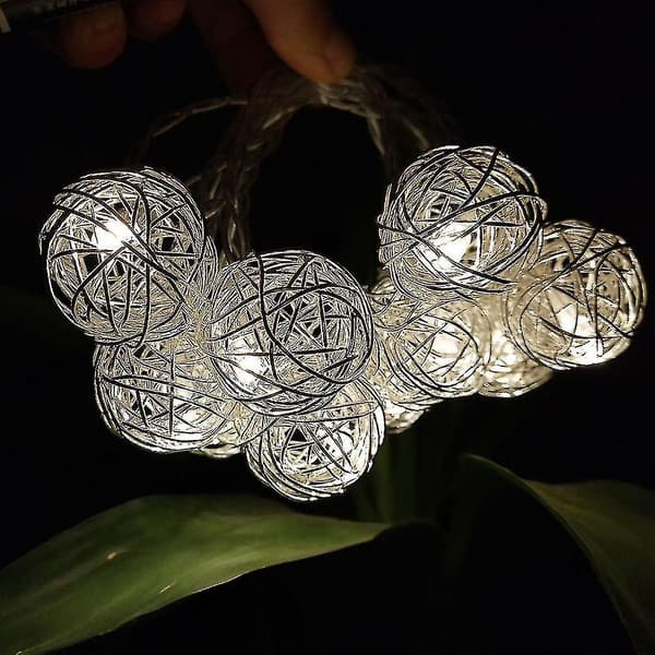 10led Batteriboks Trådkule Lyslenke (1,5m, sølv)