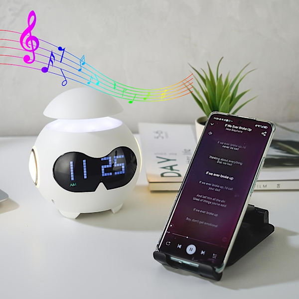 Ur Bluetooth Musikalarmur Studenter Soveværelse Seng Bord Desktop Nattelys Hjem Sjov Atmosfærelys