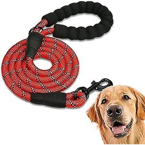 (1,5 m, röd) Hundkoppel, hundträningskoppel, vadderat, mjukt handtag, koppel för valpar och små, medelstora och stora hundar, 1,2 och 1,5 meter