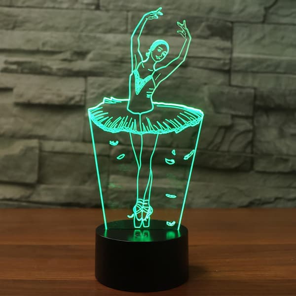 [Bd63] LED natlys balletdans 3D optisk lampe sengebordslamper soveværelse