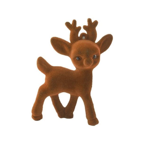 Flokket blå hjortedekorasjon - WINLLINEE - 10x17 cm - Simuleringspynt - Dekorasjonssett hvit XXS