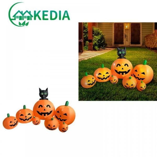 KEDIA 7 stk. Halloween oppustelig græskardekoration, med indbyggede LED'er - til have, græsplæne, fest