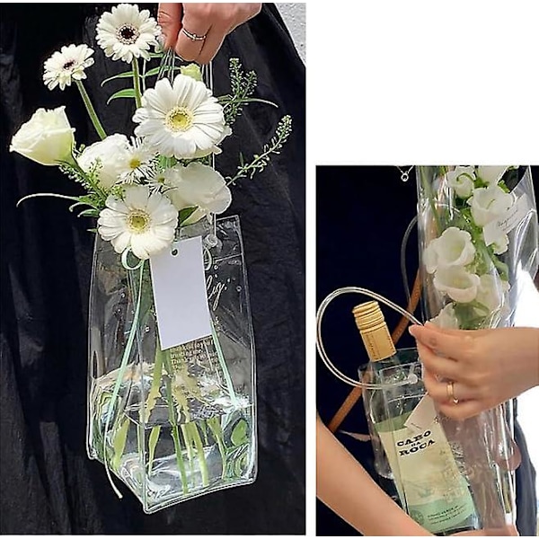 10 stk gjennomsiktige gaveposer, gjenbrukbare transparente PVC gaveinnpakningstoteposer for brudepartygunst, babyshower, bryllupsgunst, handlepose i bulk (10*25*10cm)