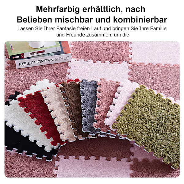 Mattor, 10 st golvmattor, EVA, skärbar, fritt skarvbar, tvättbar, 30*30cm, lapptäcke golvmatta av sammet, mockamatta, mörkgrå