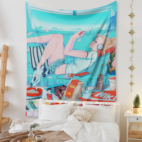Wekity Anime Gobeläng Estetisk Konst Hembakgrund Tyg Dekor Present Boho Gobeläng för Vardagsrum Sovrumsdekor (614-24, 59 X 79 tum )