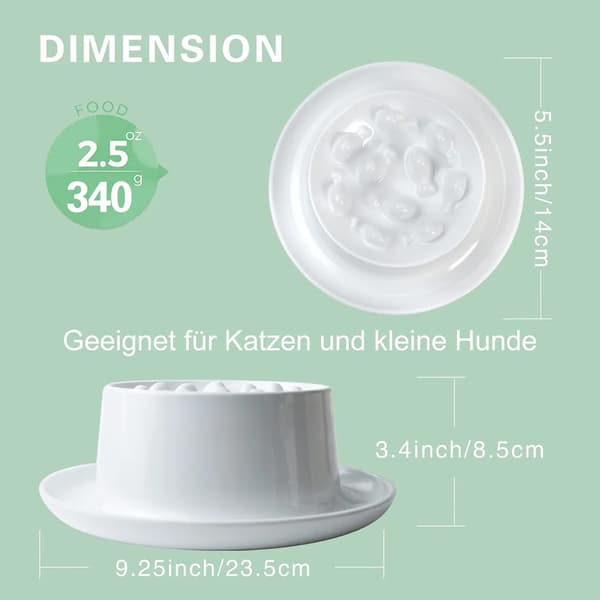 Långsam matskål för husdjur, läckagesäker, tippsäker, A5 melaminmaterial, kapacitet 100 ml