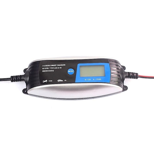 6V 0.8A 12V 4A Motorcykel Batterilader Bil Batterilader Batterilader Blysyre 7-trins Smart Vandafvisende Oplader Automatisk Oplader Oplader