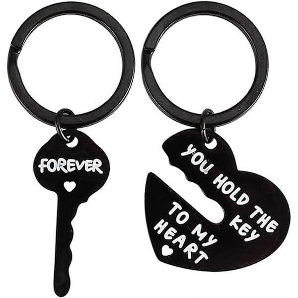 Par Keychain för Honom och Henne Alla Hjärtans Dag Presenter till Pojkvän och Flickvän Hjärtlås Evig Kärlek