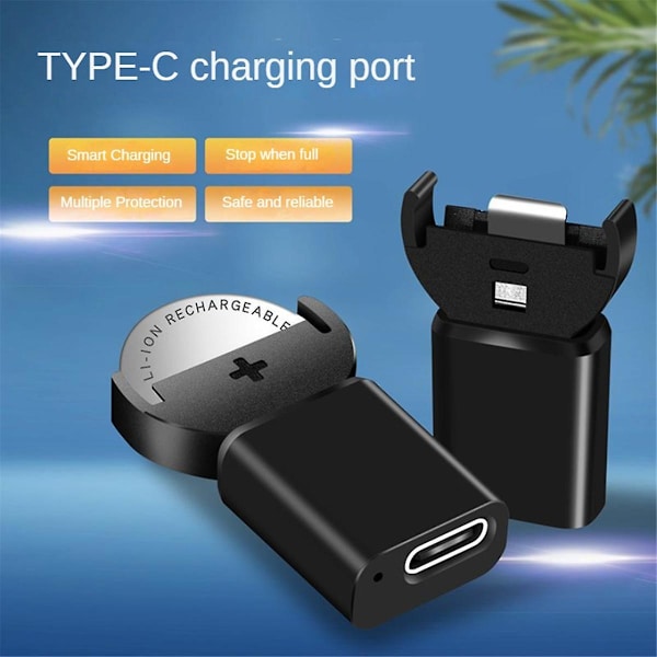 Laddning av typ C litiumbatteri för LIR2032 LIR1632 LIR2025 LIR2016 LIR2032H batterier Långvarig, utan kabel (svart)