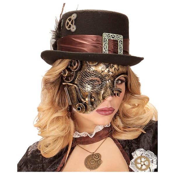 Steampunk Phantom -silmänaamio - HORRORSHOP - Musta ja kulta - Goottilainen Steampunk Halloween-asu