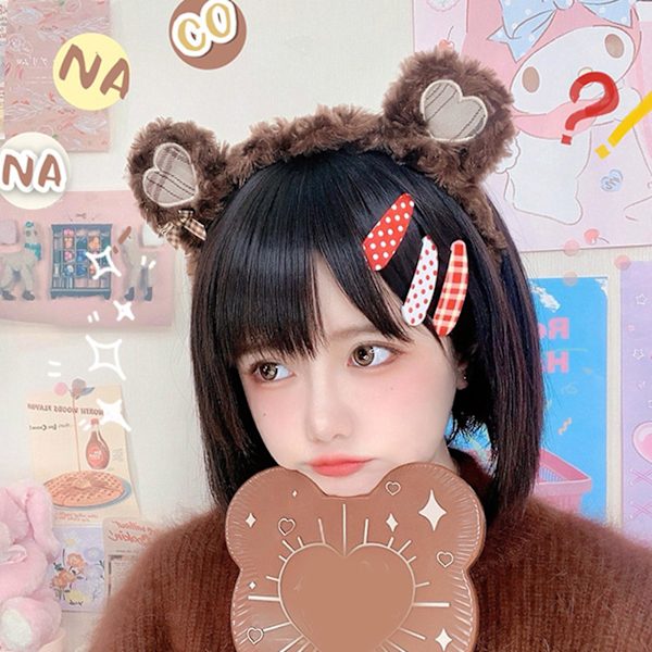 Søte bjørneører pannebånd cosplay dyreører sløyfer hårbøyle Lolita tilbehør（B）