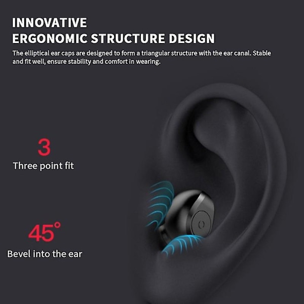 Bluetooth 5.0 langaton kuuloke Näkymätön Mini-kuulokkeet Sormenjälki Kosketusohjaus Korvassa Urheilukuulokkeet