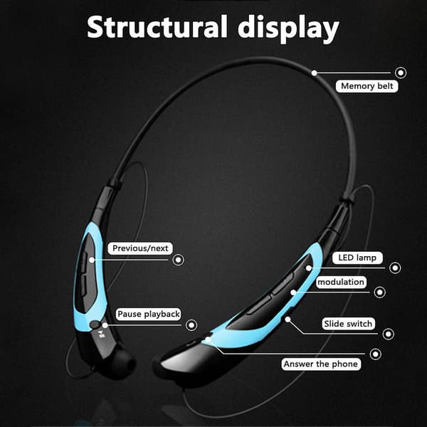 Bluetooth-hörlurar Bluetooth 4.0 Trådlöst nackbandshörlurar-blå