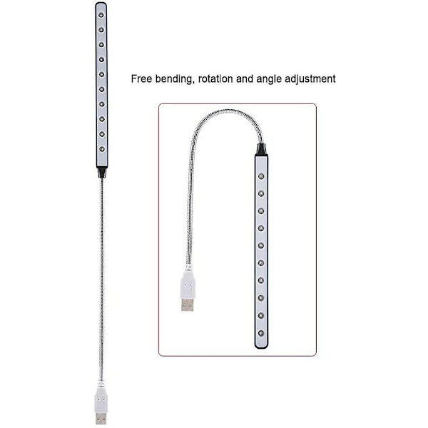 Energibesparende USB10LED Computer Lys-Sort|USB lys