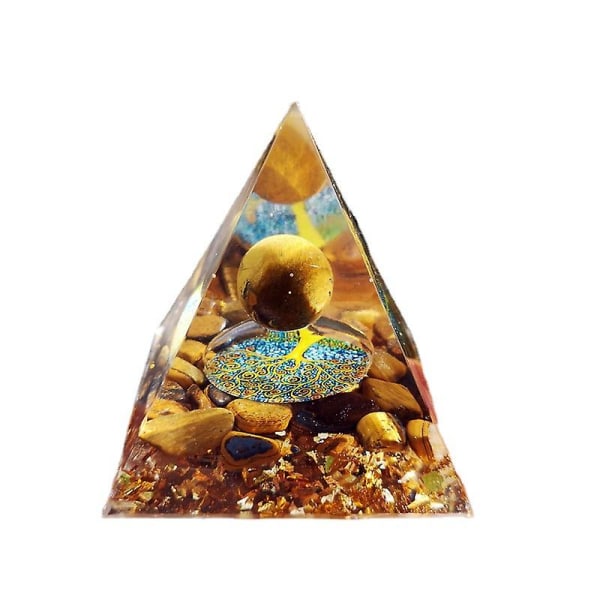 Pyramid Kristaller och stenar Tigeröga med Livets träd Feng Shui Chakra Autentisk Reiki ädelsten 5 cm prydnad