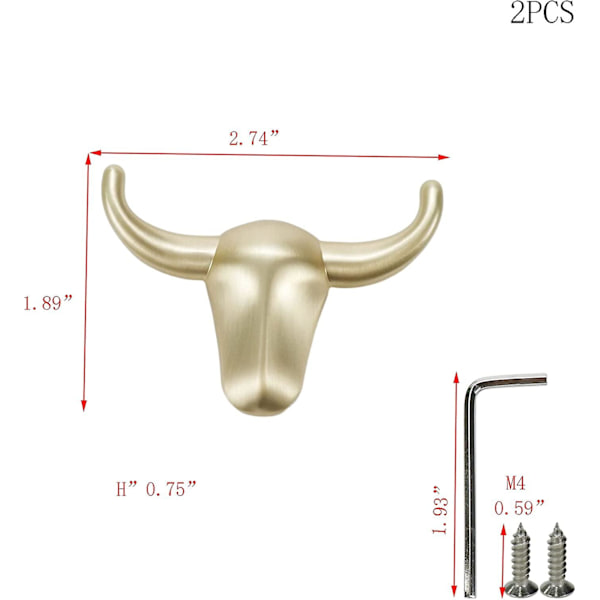 2 stk. Taurus Metal Knager i Zink Legering
