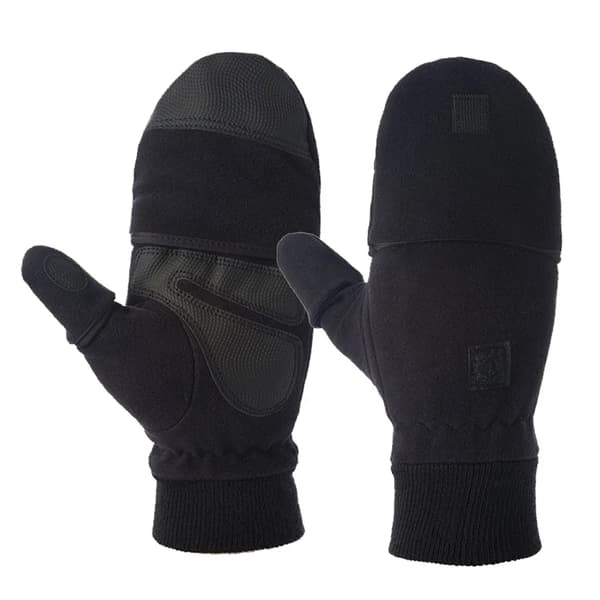 Vinterhandskar Fingerless Vantar Dam Fingerless Handskar Fingerless Handskar Handskar med vikbara fingertoppar (Svart, L)