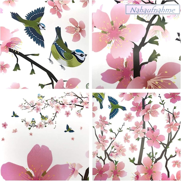 Dww-Peach Blossoms & Birds I klistremerke veggklistremerker roser kirsebærtre gren planter for stue soverom kjøkken gang barnerom