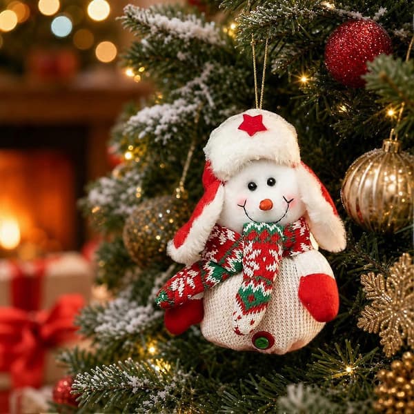 Julgransprydnad - Snögubbe hängande dekoration ger mjuk festlig vinterglädje