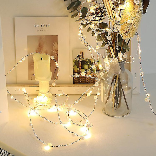 Ocean Pearl Beads String Lights, 2m 20 Led Lys Batteridrevet Til Bryllup, Fødselsdagsfester Diy Hjem Mantel-2m
