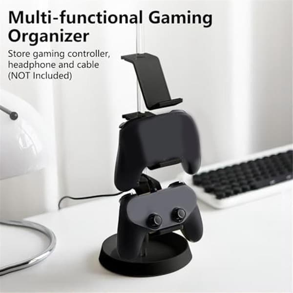 Transparent rør controller stativ justerbar spil controller headset bøjle til alle universelle gaming pc tilbehør,A（Sort）