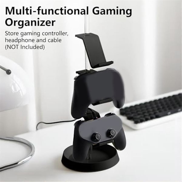 Transparent rörkontrollstativ Justerbart spelkontroll Headset Hanger för alla universella spel-PC-tillbehör,A（Svart）
