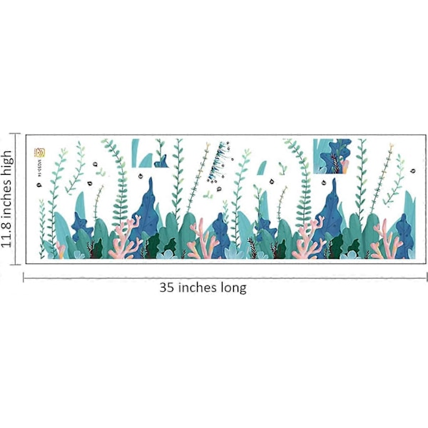 Under The Sea Gräs Små Väggdekaler, Havstång Korall Skala och Klistra Väggdekaler för Barnkammare Flickrum Vardagsrum Hörnvägg Dekor, Oc