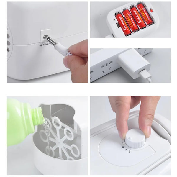 Boble maskine, automatisk USB bryllup scene boble rekvisitter, sort