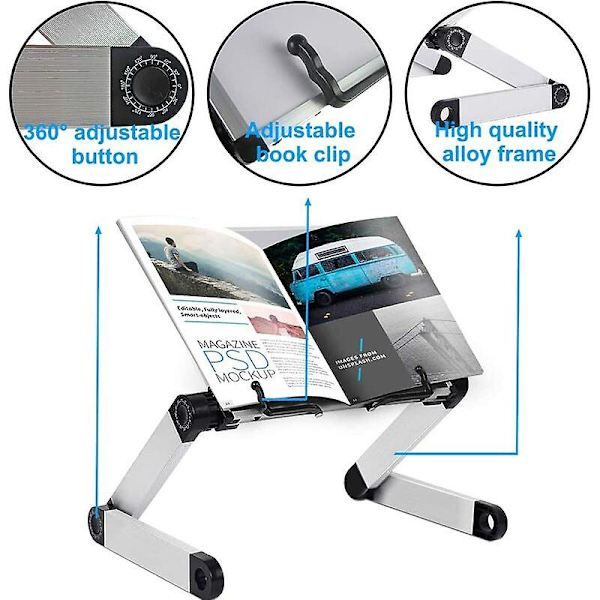 Justerbar bogstand, justerbar højde og vinkel, ergonomisk bogstand med papirclips til store skolebøger, nodebøger, tablet, Cisea Kitchen R