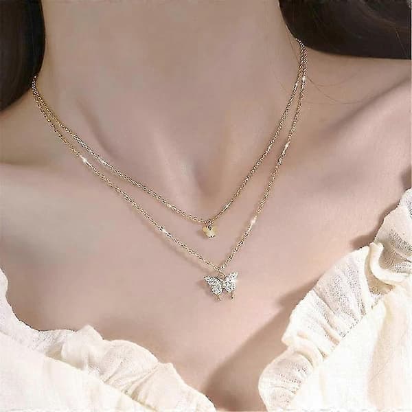 925 Silverhalsband, Glänsande tofs halsband (Guld)