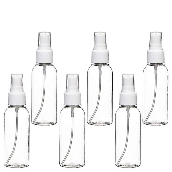 Sprayflaskor, 50 ml Klara Tomma Finfördelade Plast Mini Reseflaskor, Små Påfyllningsbara Vätskebehållare (6-pack)