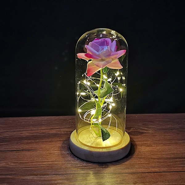 Festlig Forever Ros Blomma Konserverad Odödlig Färsk Ros I Glas Unik Gåva Ny (Rosa)