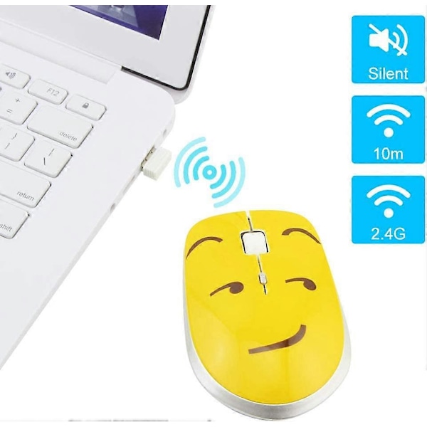 2,4 GHz Trådlös Mus Söt Tyst Trådlös Mus Bärbar Optisk Mus Cartoon Datormus för Laptop Desktop PC（E）