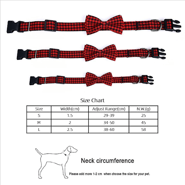 Rutete hundekrage med sløyfe, justerbare hundekrage med sløyfe med bjelle, beste gave til kjæledyr for små, mellomstore og store jente- og guttehunder (grå-m)