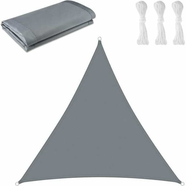 Triangulär markis 3 x 3 x 3 m skärmduk UV-skydd för uteplats trädgård - grå