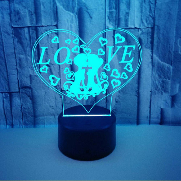 Kærlighed 3D natlys 3D Illusion Akryl Lampe Visu