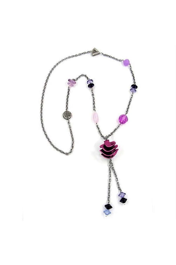 Halsband Spiral Lila Kedja Silver 95cm - Gl02267