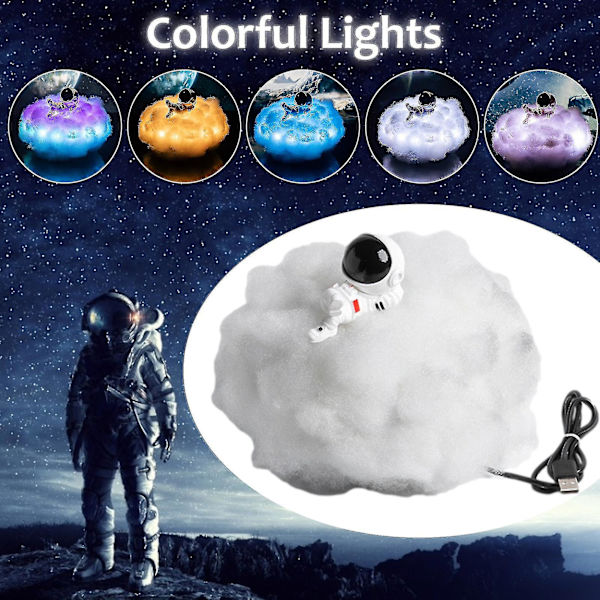Vacker astronautlampa, julklappsbelysning, moln, rumsdekor, regnbåge, USB-nattlampa, födelsedagspresent till barn, present till hemmet