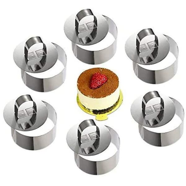 Mousse ringe kagering rustfrit stål kageform med skyder, 8 cm diameter, 6 stk. (rund)