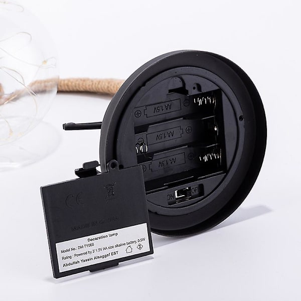 LED Måneform Batteriboks Lys Hamp Reb Jern Rattan Bold Bold Lys Romantisk Festlig Dekoration Natlys, Varm Hvid