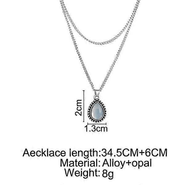 Enkelt Lagerhalsband Silver Dropphänge Boho V-ringning Damaccessoarer