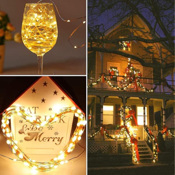2 stk 72ft 200 LED solcellelyssnor, utendørs superlyse solcellelys til jul, 8 stiler